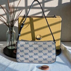 Michael Kors Blue Chambray MK Monogram MD Pouchette